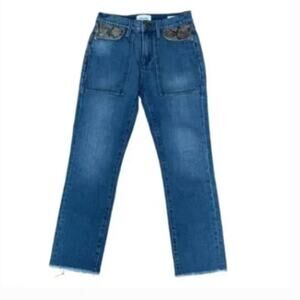 FRAME Le High Straight Rattel Hem Denim Size 25
